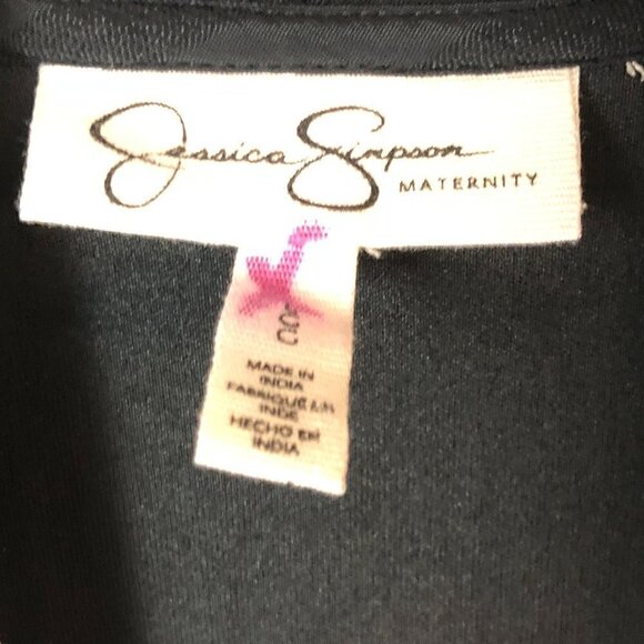 Jessica Simpson Sleeveless Pink Floral Wrap Maxi Maternity Black Dress Size L - Picture 4 of 12